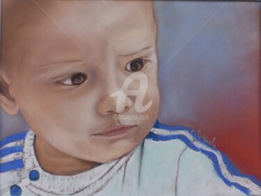 Peinture intitulée "Bébé Zac" par Chantal Le Mesle, Œuvre d'art originale, Pastel