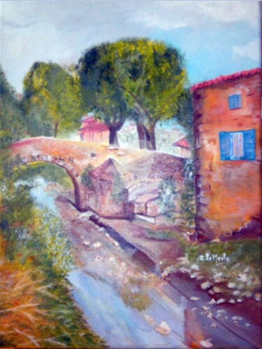 Painting titled "Collobrieres" by Chantal Le Mesle, Original Artwork, Oil