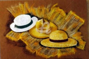 Pintura titulada "Chapeaux Bas" por Chantal Le Mesle, Obra de arte original, Pastel