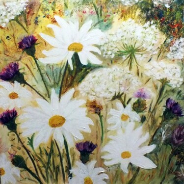 Painting titled "Marguerite..." by Chantal Le Mesle, Original Artwork, Acrylic