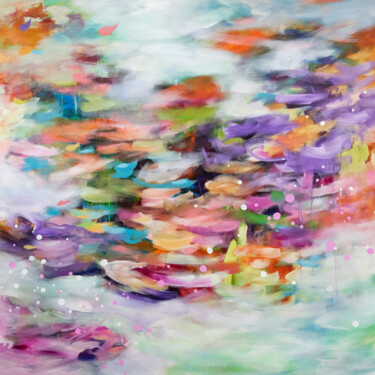 Peinture intitulée "Rivière de pétales" par Chantal Proulx, Œuvre d'art originale, Acrylique