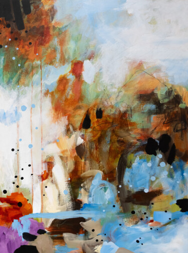 Malarstwo zatytułowany „Elowah Falls” autorstwa Chantal Proulx, Oryginalna praca, Akryl Zamontowany na Drewniana rama noszy