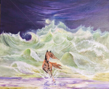 Painting titled "CONTRE VENTS ET MAR…" by Chantal Roussel Roggia, Original Artwork, Oil Mounted on Wood Stretcher frame