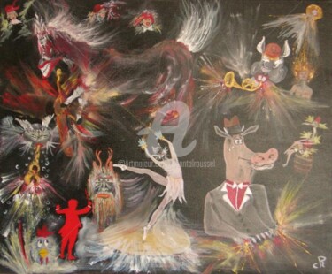 Peinture intitulée "pas si betes!!...." par Chantal Roussel Roggia, Œuvre d'art originale, Huile