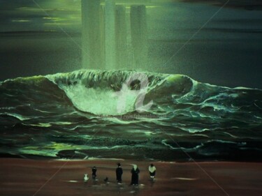 Painting titled "mer ...je vous aime…" by Chantal Roussel Roggia, Original Artwork, Oil