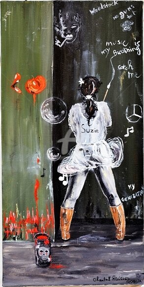 Картина под названием "Suzie q" - Chantal Roussel Roggia, Подлинное произведение искусства, Масло