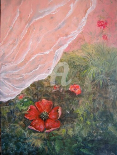 Painting titled "cache...cache" by Chantal Roussel Roggia, Original Artwork, Oil