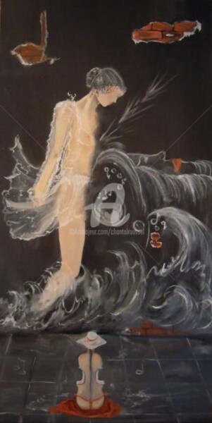 Malerei mit dem Titel ".flots.... de musiq…" von Chantal Roussel Roggia, Original-Kunstwerk, Öl