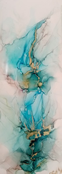 Peinture intitulée "Songe bleu" par Chantal Robert, Œuvre d'art originale, Encre