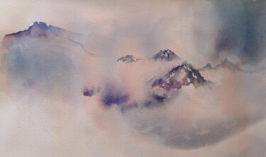 Peinture intitulée "Brume aux sommets" par Chantal Aviles, Œuvre d'art originale, Aquarelle