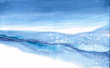 Painting titled "Neige salée" by Chantal Aviles, Original Artwork, Watercolor Mounted on Glass