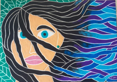 Картина под названием "Breezy Hair 1" - Chantel Mitchell, Подлинное произведение искусства, Глина