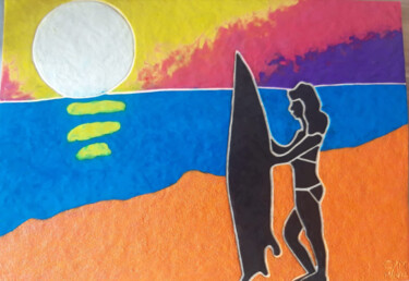 Painting titled "Surfer Girl at Suns…" by Chantel Mitchell, Original Artwork, Clay