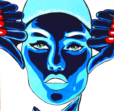 Pintura titulada "Woman in Blue" por Chanterax, Obra de arte original, Acrílico Montado en Bastidor de camilla de madera