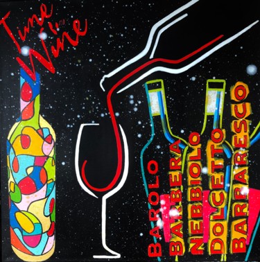 Painting titled "Time for Red wine" by Chanterax, Original Artwork, Acrylic Mounted on Wood Stretcher frame