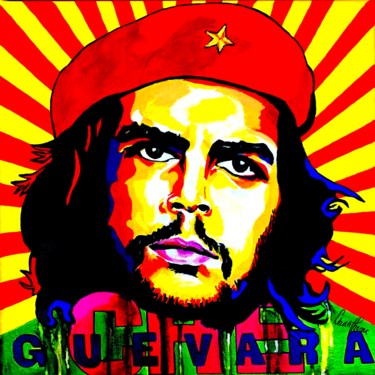 Painting titled "Comandante Che Guev…" by Chanterax, Original Artwork, Acrylic Mounted on Wood Stretcher frame