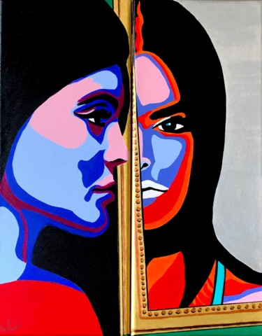 Malerei mit dem Titel "Mirror lie to me" von Chanterax, Original-Kunstwerk, Acryl Auf Keilrahmen aus Holz montiert