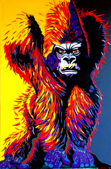 Painting titled "Gorilla" by Chanterax, Original Artwork, Acrylic