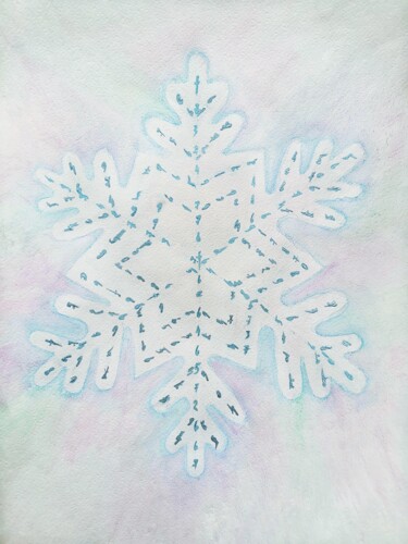 Schilderij getiteld "Crypto Snowflake -…" door Chaos Of Purple Experience, Origineel Kunstwerk, Aquarel