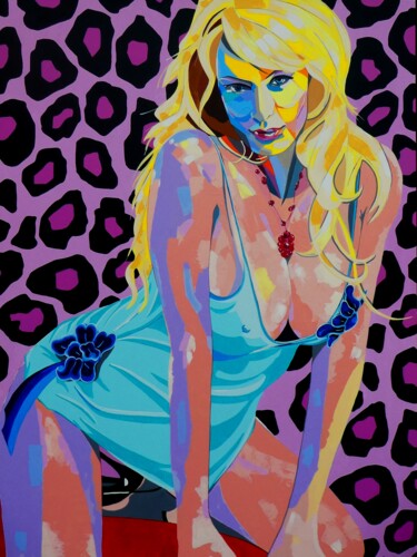 Painting titled "sexy-girl-par-chap-…" by Chap, Original Artwork, Acrylic