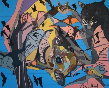 Painting titled "bats-chauve-souris-…" by Chap, Original Artwork, Acrylic