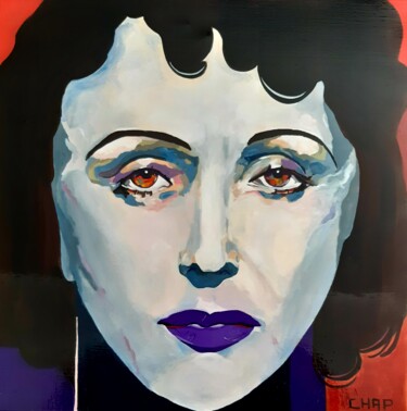 Painting titled "PIAF" by Chap, Original Artwork, Acrylic Mounted on Wood Stretcher frame