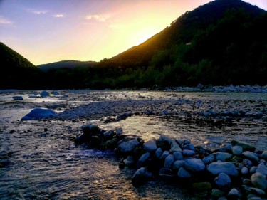 Magnifique couché de soleil sur l'Eygue Photographie intitulée "Magnifique couché d…" par Josić Photographie, Œuvre d'art originale, Photographie manipulée