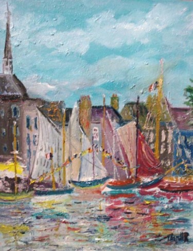 Painting titled "fete de la mer Honf…" by Rémi Chapelle, Original Artwork