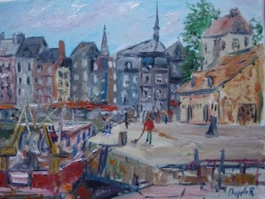 Painting titled "Honfleur la lieuten…" by Rémi Chapelle, Original Artwork