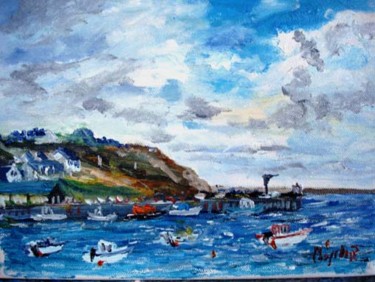 Painting titled "Port en Bessin" by Rémi Chapelle, Original Artwork