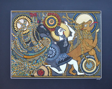 Zeichnungen mit dem Titel "Bellerophon" von Emilie Chaplain, Original-Kunstwerk, Tinte