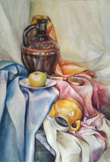 Painting titled "Academic still life" by Antonina Chepoi, Original Artwork, Watercolor