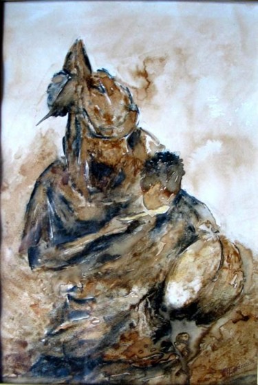 Painting titled "maternité" by Martine Bécuwe, Original Artwork, Oil