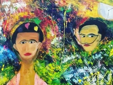 Pittura intitolato ""Frida and Dali"" da Charalabos Zichnalis, Opera d'arte originale, Acrilico