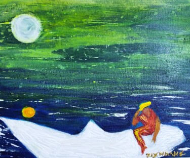 Painting titled ""Strong lonely man"" by Charalabos Zichnalis, Original Artwork, Acrylic
