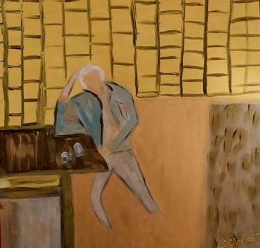 Painting titled "Despair man" by Charalabos Zichnalis, Original Artwork, Acrylic