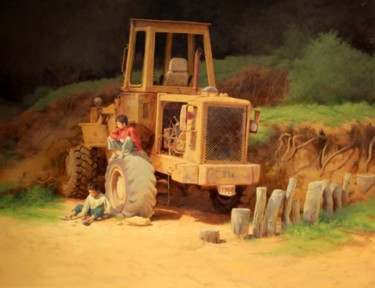 Peinture intitulée "Bulldozer" par Abdelaziz Charkaoui, Œuvre d'art originale