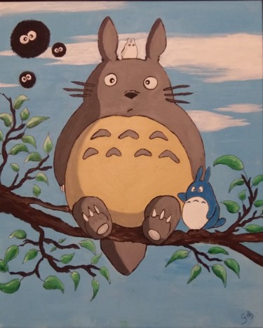 Painting titled "Totoro et ses amis…" by Goth, Original Artwork, Acrylic