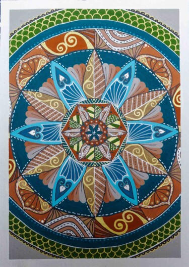 Painting titled "Mandala brillant" by Charlaine Roby (L'Entre-Mondes), Original Artwork, Acrylic