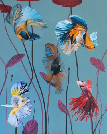 Peinture intitulée "Aquarium" par Charlène Chagnard, Œuvre d'art originale, Acrylique Monté sur Châssis en bois