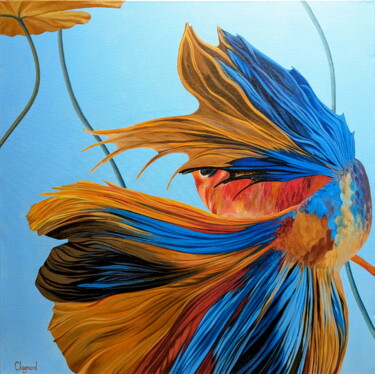 Картина под названием "Betta Fish II" - Charlène Chagnard, Подлинное произведение искусства, Акрил Установлен на Деревянная…