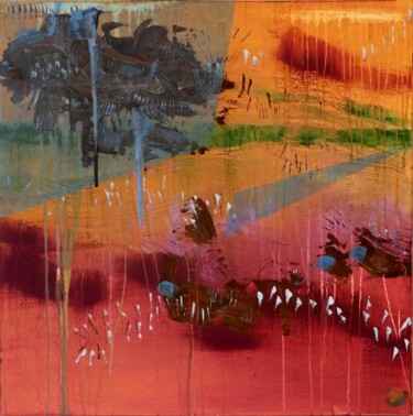 Peinture intitulée "Carré abstrait : Pr…" par Charlène Chambas (Chacha), Œuvre d'art originale, Acrylique Monté sur Châssis…