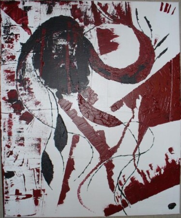 Peinture intitulée "Abstrait blanc, noi…" par Charlène Chambas (Chacha), Œuvre d'art originale, Huile