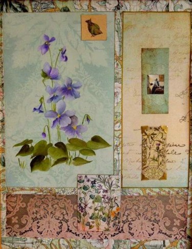 Collages titled "Violet Collage" by Charlene Wooden, Original Artwork