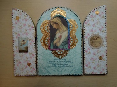 Collages titled "Blue Damask Madonna" by Charlene Wooden, Original Artwork