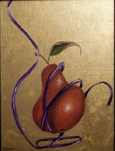 Painting titled "Dancing Pear" by Charlene Wooden, Original Artwork, Oil