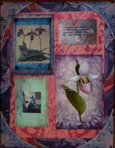 Collages titled "Vermeer Orchid" by Charlene Wooden, Original Artwork, Paper