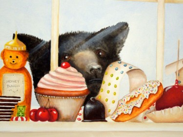 Painting titled "Candy Bear" by Charlene Wooden, Original Artwork, Oil