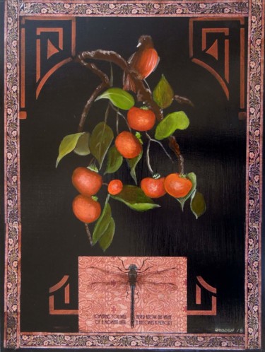 Peinture intitulée "Bungalow Persimmon" par Charlene Wooden, Œuvre d'art originale, Huile