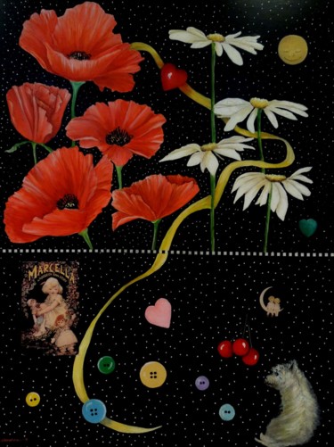 Peinture intitulée "Sophie's Buttons" par Charlene Wooden, Œuvre d'art originale, Huile